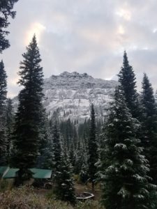upper camp with a dusting on snow