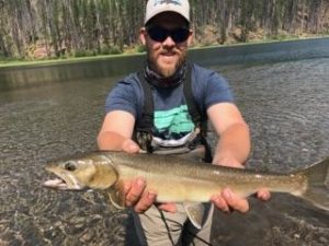 Salmon Forks Outfitters manager Patrick Tabor catching wild trout at our Salmon Forks location 2016