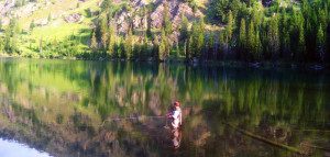 fishing alpine lake